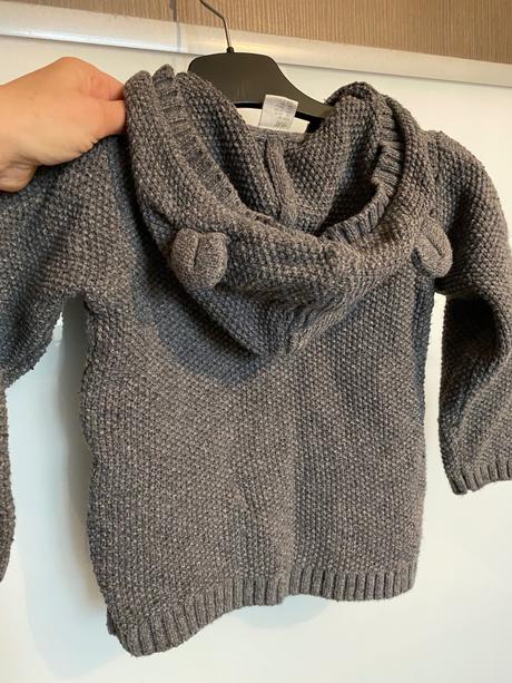 Teply svetrík s kapucnou a uškami, h&m,92