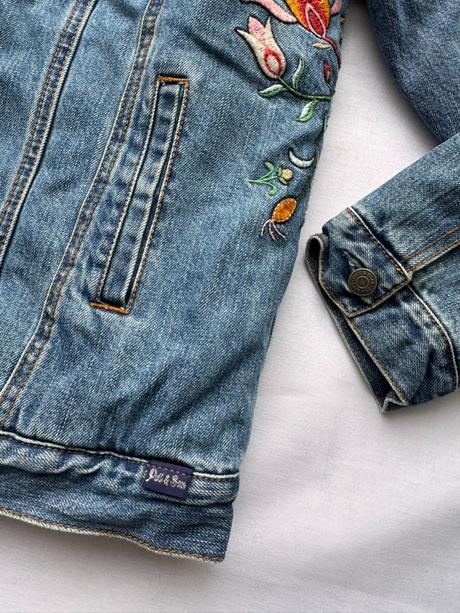 Pull&bear - vyšívaná džínsová bunda, pull&bear,s