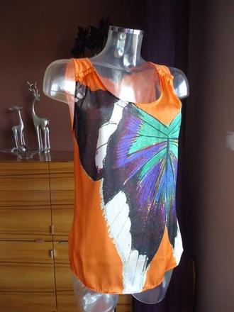 Saténová tunika tričko v žiarivých farbách, zara,m