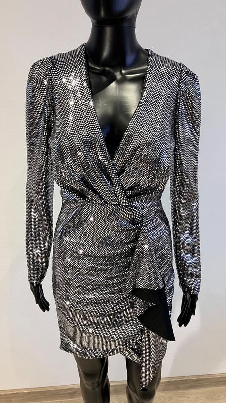 Flitrované elegantné šaty strieborné, l / m / s