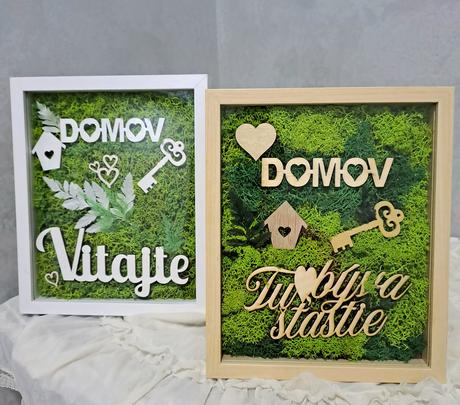 Machový rámček domov, prírodný,