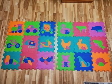 Penová podložka puzzle zvieratá + dopr. prostried.,