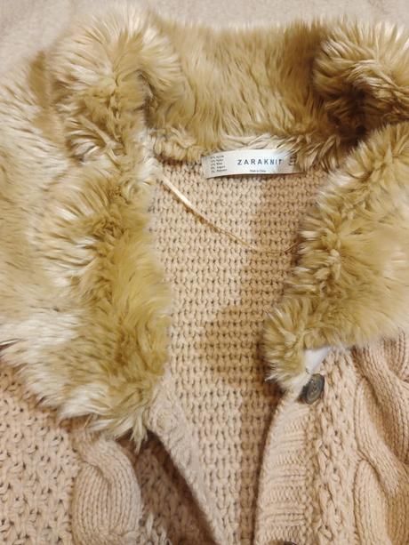 Zara knit dámsky teplý pulovrik s kožušinou, zara,m