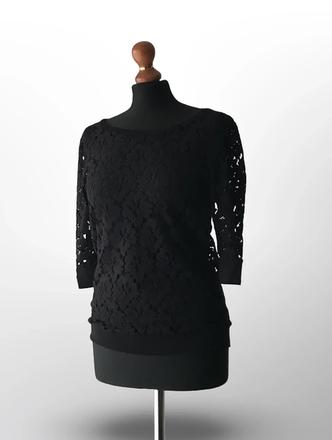 Elegantná čierna čipkovaná blúzka, new look,38