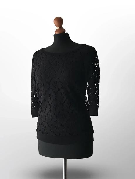 Elegantná čierna čipkovaná blúzka, new look,38