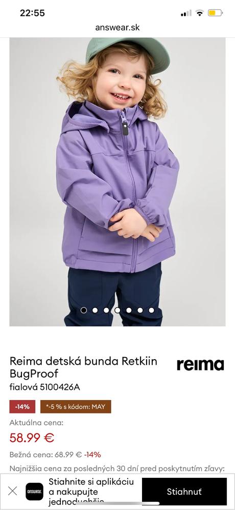 Reima retkiin bugproof prechodná bunda 98, reima,98
