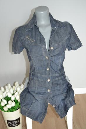 Rifľové mini šaty na gombíky, veľkosť m, m