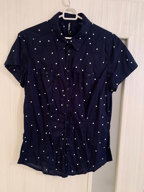 Tmavodmorá bodkovaná košeľa s krátkym rukávom 40, colours of the world,40