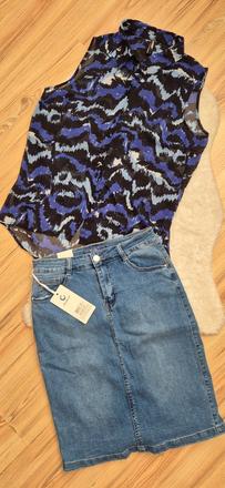 Set džínsová sukňa a blúzka, s