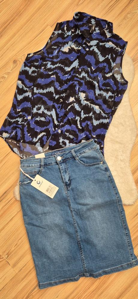 Set džínsová sukňa a blúzka, s