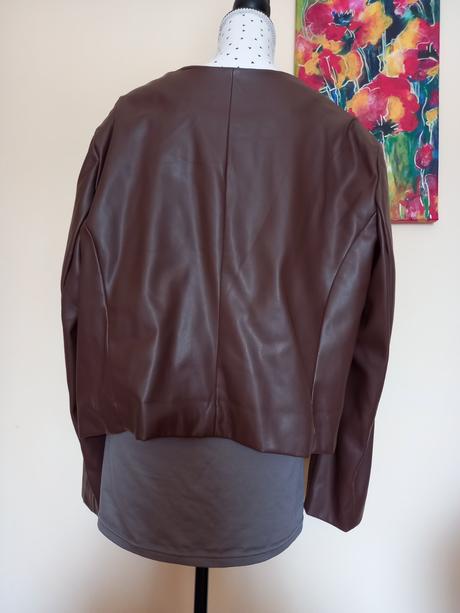 Bolerko hnedé koženkové, bonprix,48