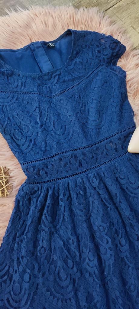 Modré krajkove šaty, h&m,xs