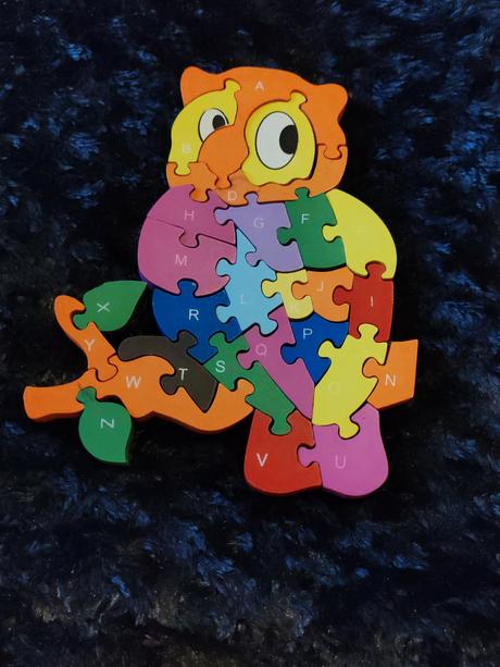 Skladacka sovicka drevene puzzle,