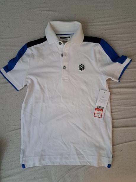 Biele tričko s modrým lemom, f&f,122