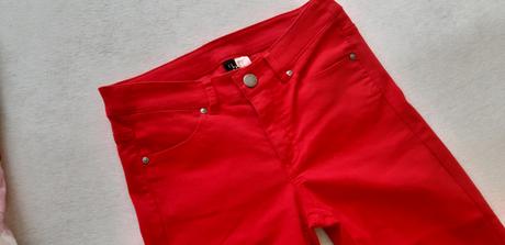 Červené elastické rifle h&m, h&m,34