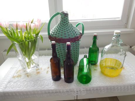 Sklo opletené / čisté fľaše zelené, hnedé,, 