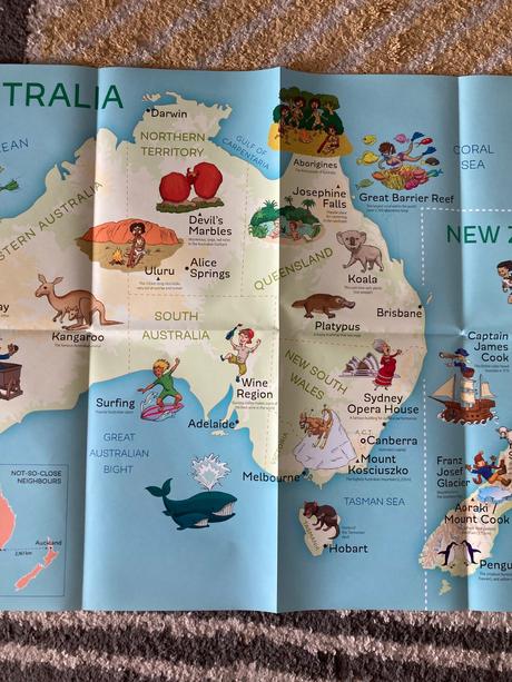 Veľká mapa austrália/nový zéland pre deti, 