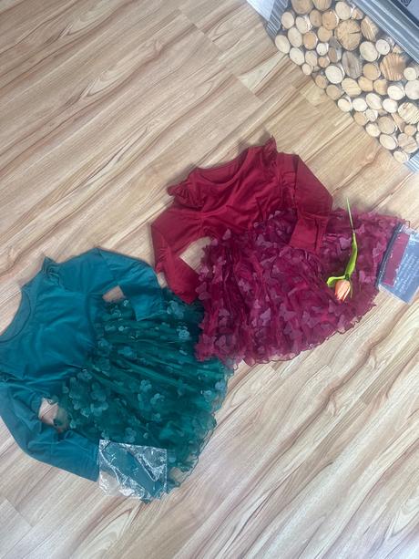 Šaty s tylovou sukňou smaragdové vianočné, 80 - 128