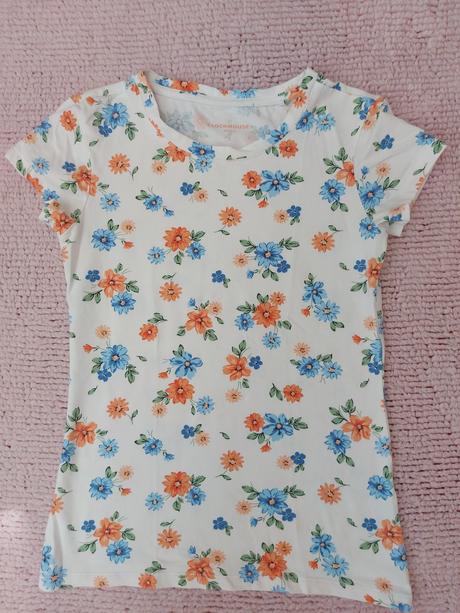 Vzorované kvetinkové bavlnené tričko, clockhouse,s