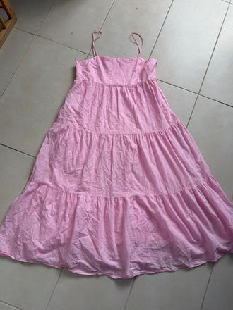 Ružové letné maxi šaty zara bavlna,, zara,l