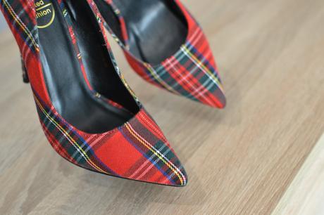 Červené kárované lodičky 36, 36