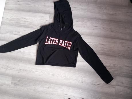 Čierna crop top mikina, new yorker,s