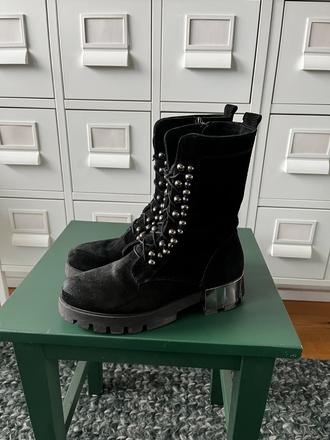 Čierne čižmy brúsená koža v.38, 38