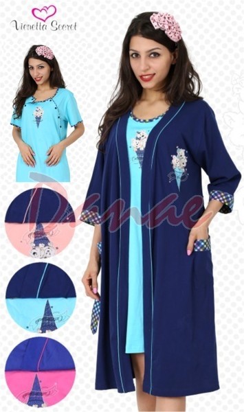 Kojenecká nočná košeľa so županom, vienetta secret,l - xxl