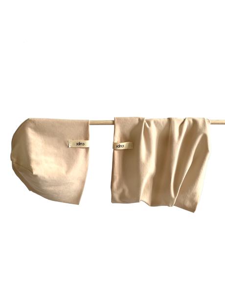 Detský prechodný set - čiapka a nákrčník powder, 62 - 104