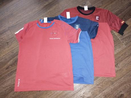 Futbalové bavlnené tričká - 3 ks, decathlon,146