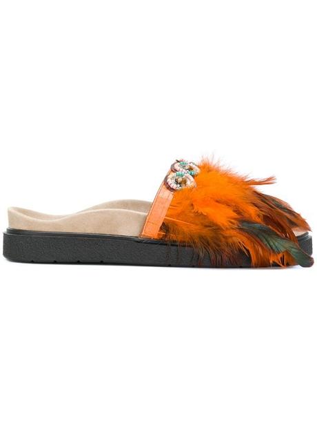 Luxusne kozene slapky s pierkami - pc 230 eur, 36