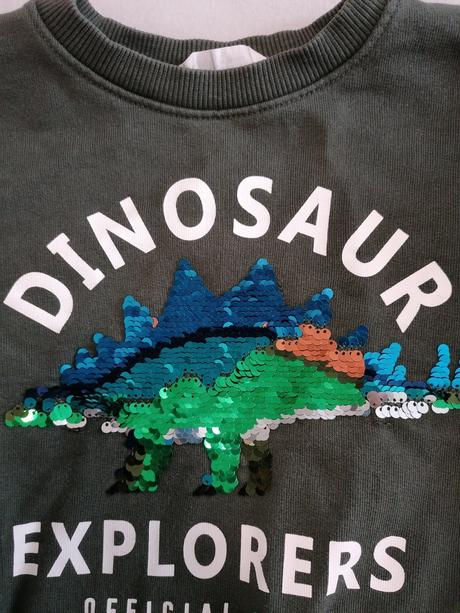 Dino mikina s flitrami, h&m,104