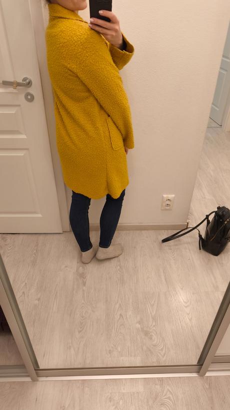 Žltý horčicový teddy kabát 38, m