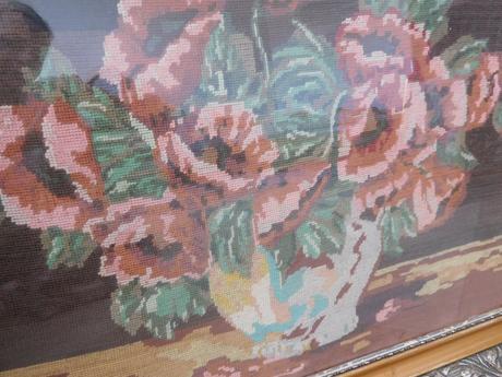 Obrazy vyšívané krížiková výšivka -v drevenom ráme, 