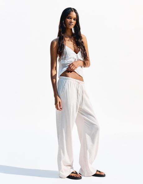 Ľanové nohavice bershka 146/152, bershka,152