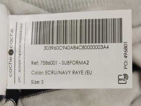 -biely prúžkovaný pulóver cache cache veľ. s, s