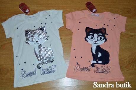 Detské bavlnené tričko jahôdka flitrované mení sa, 110 / 116 / 122 / 128 / 134