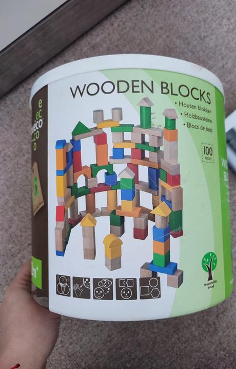 Jouéco drevené kocky vo vedierku 100ks 12m+,