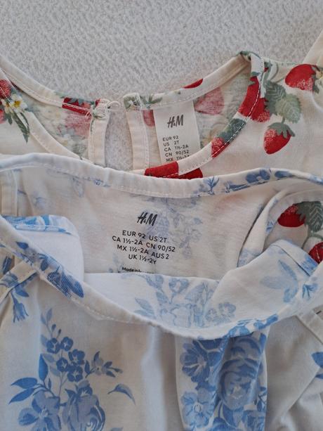 H&m set letne saty jahody / modre kvety 92, h&m,92