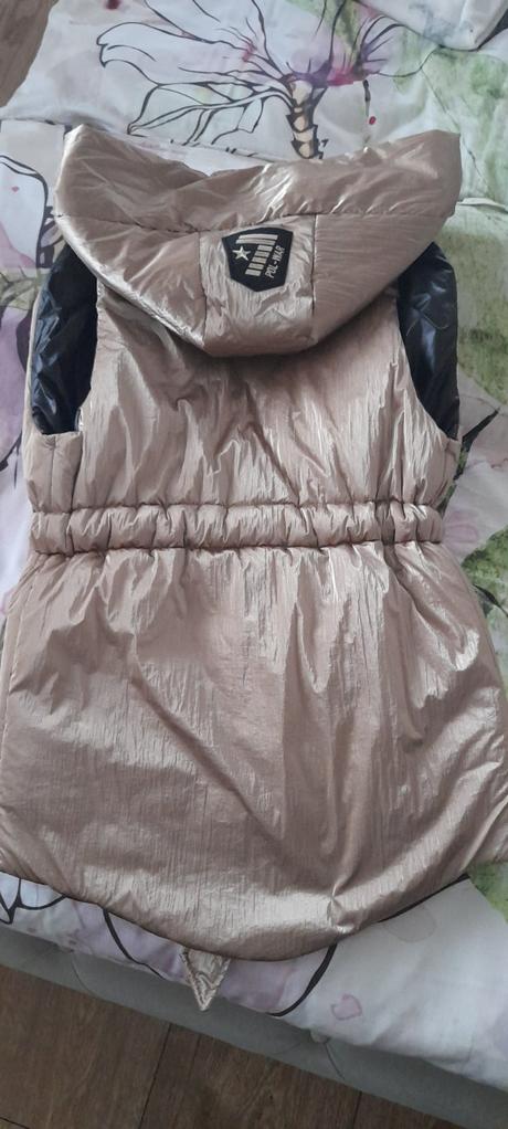 Krásna dámska vesta teplá, zlatá farba veľ 36, 36