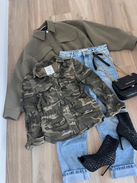 Maskáčová bundička, bershka,s