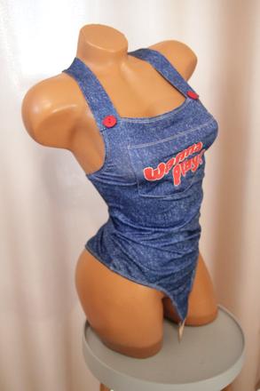 Modrý denim body top, xs/s, xs