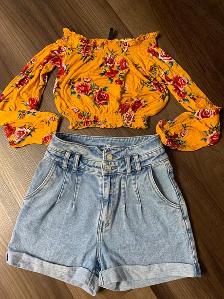 Kvetinový crop top, h&m,xs