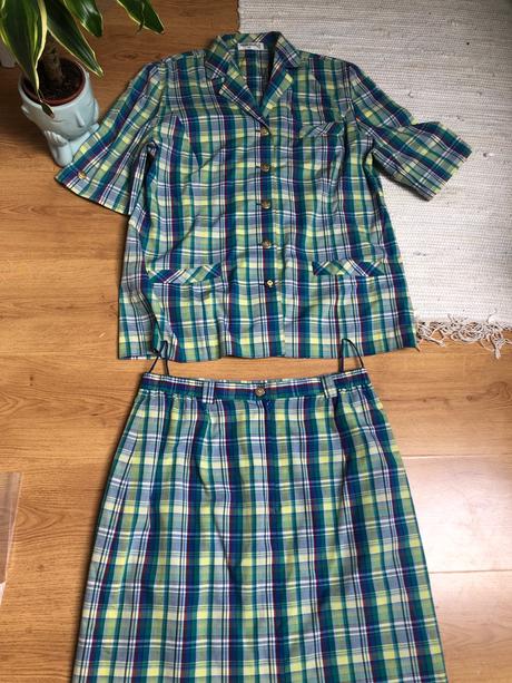 Vintage kostým kockovaný dámsky, xxl