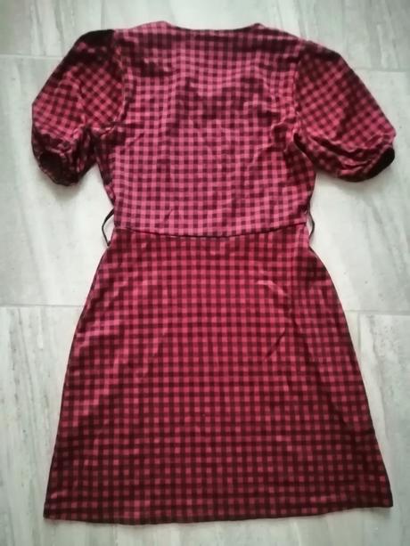 Červené kockované šaty, vl, l