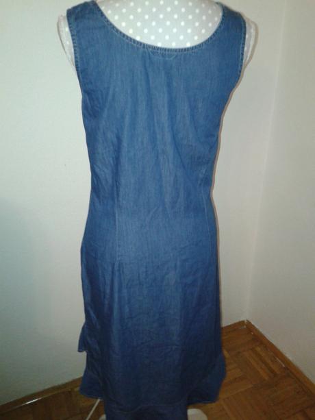 Tenšie rifľové šaty s volánom veľ. 36/38, 38