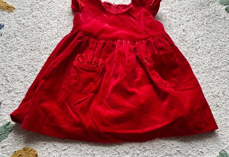 Červené zamatové šaty s vreckami, 86/92, 86