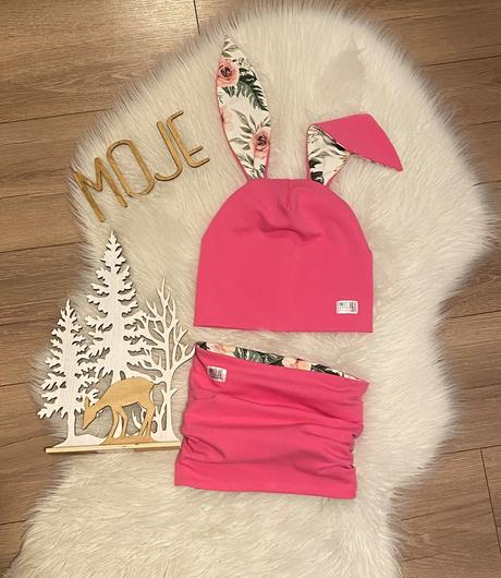 Krasny set ciapocka zajko a nakrcnik, 50 - 140