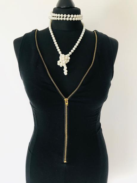 Čierne šaty amisu so zlatým zipsom, amisu,34