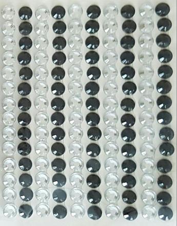 Trblietave nalepovacie kamiemky - cierne a striebo,